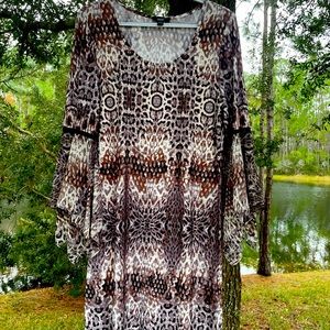 MSK animal print dress with flouncy sleeves